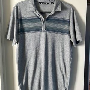 Travis Matthew Mens Gray Short Sleeve Polo Shirt Size Medium